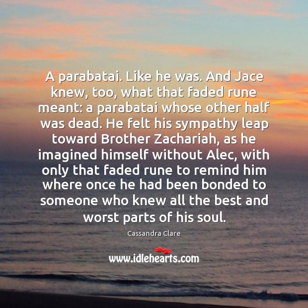 A parabatai. Like he was. And Jace knew, too, what that faded Image