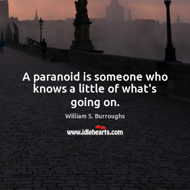 A paranoid is someone who knows a little of what’s going on. Image