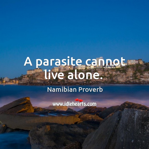 A parasite cannot live alone. Namibian Proverbs Image