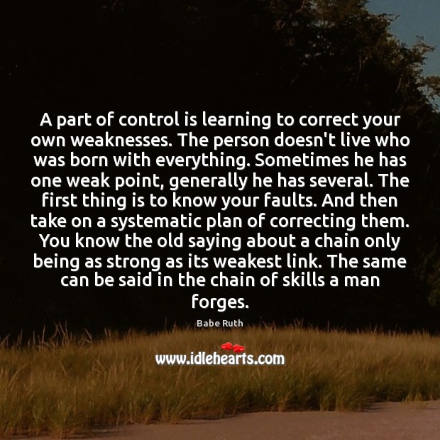 A part of control is learning to correct your own weaknesses. The Plan Quotes Image