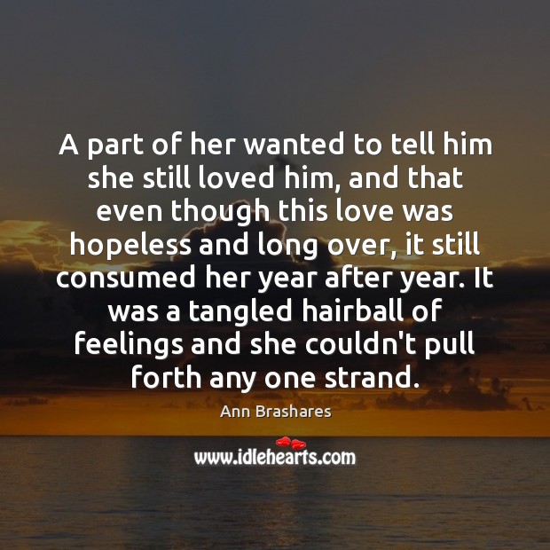 A part of her wanted to tell him she still loved him, Ann Brashares Picture Quote