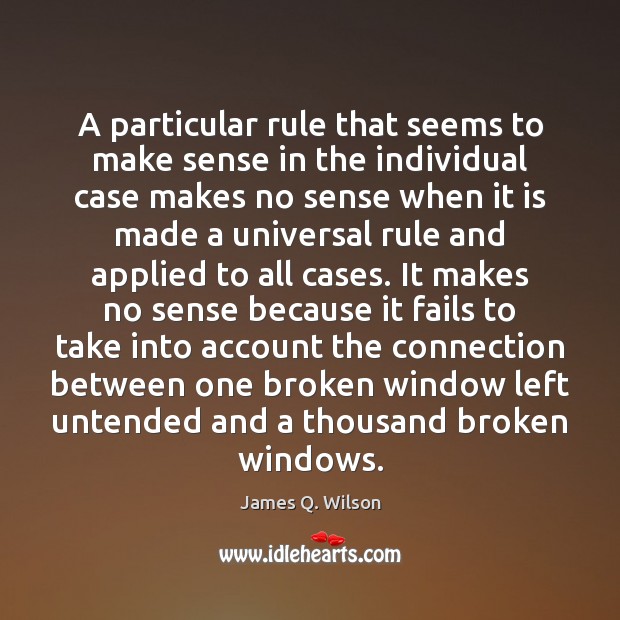 A particular rule that seems to make sense in the individual case James Q. Wilson Picture Quote