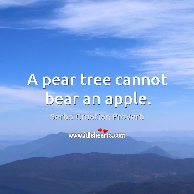 A pear tree cannot bear an apple. Serbo Croatian Proverbs Image
