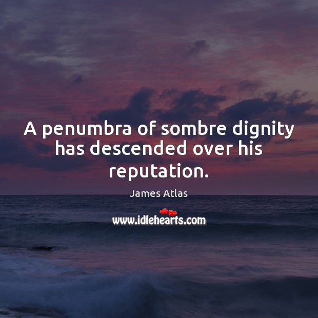 A penumbra of sombre dignity has descended over his reputation. James Atlas Picture Quote