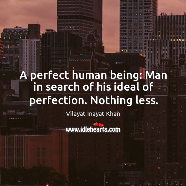 A perfect human being: Man in search of his ideal of perfection. Nothing less. Vilayat Inayat Khan Picture Quote
