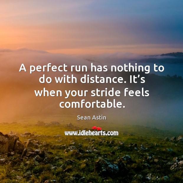 A perfect run has nothing to do with distance. It’s when your stride feels comfortable. Sean Astin Picture Quote