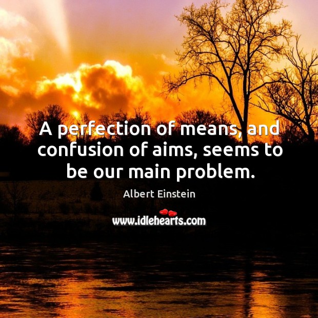A perfection of means, and confusion of aims, seems to be our main problem. Image
