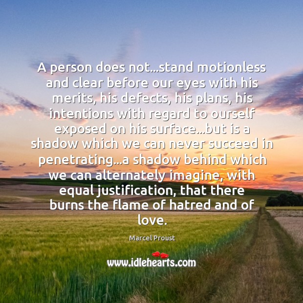 A person does not…stand motionless and clear before our eyes with Image