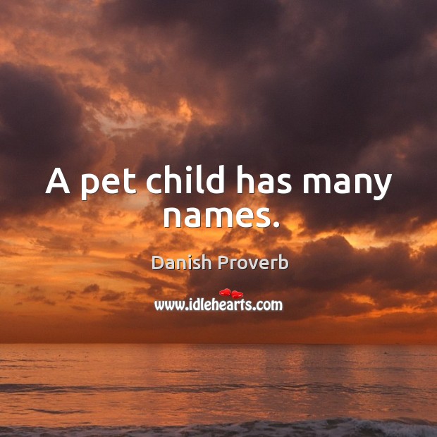 A pet child has many names. Danish Proverbs Image