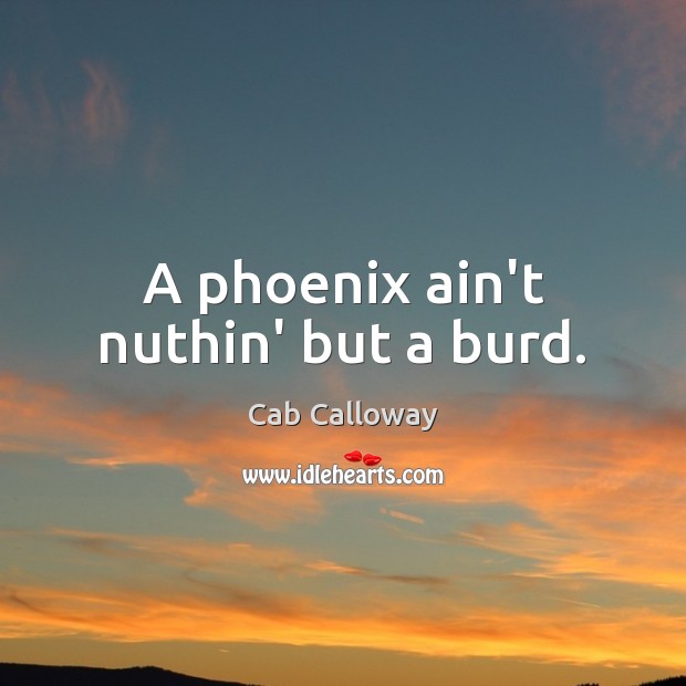 A phoenix ain’t nuthin’ but a burd. Cab Calloway Picture Quote