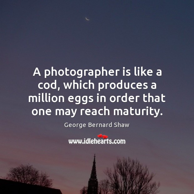 A photographer is like a cod, which produces a million eggs in George Bernard Shaw Picture Quote