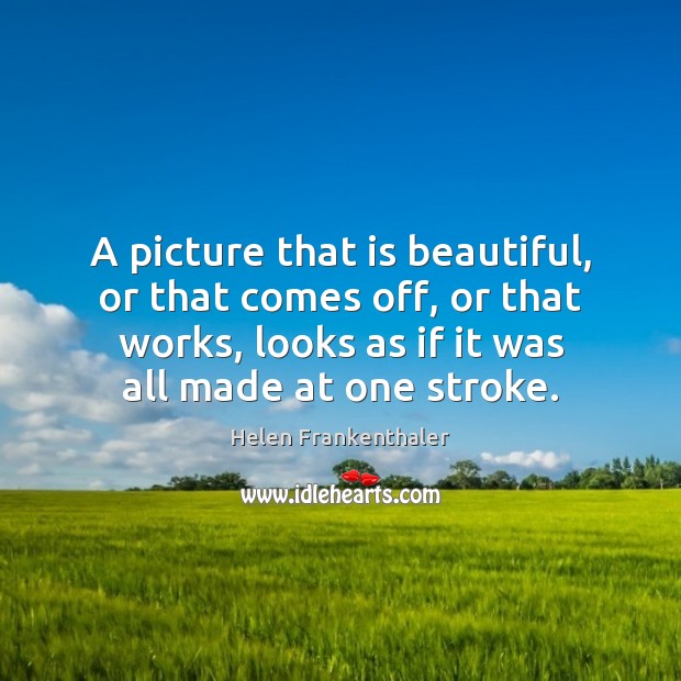 A picture that is beautiful, or that comes off, or that works, Helen Frankenthaler Picture Quote