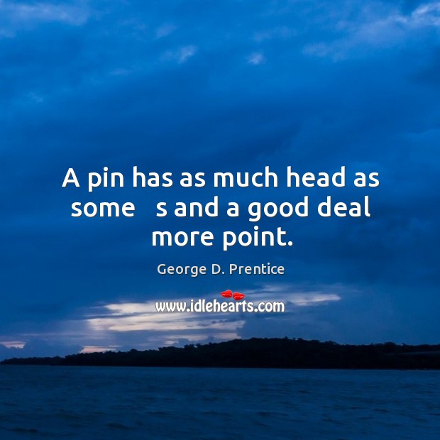 A pin has as much head as some   s and a good deal more point. Image