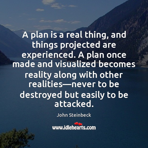 A plan is a real thing, and things projected are experienced. A Image