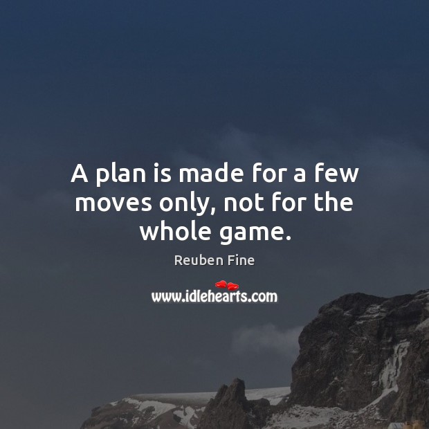 A plan is made for a few moves only, not for the whole game. Reuben Fine Picture Quote