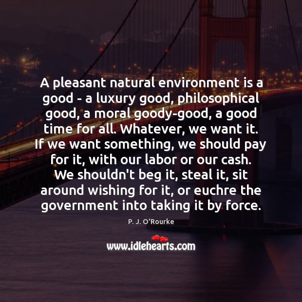 A pleasant natural environment is a good – a luxury good, philosophical P. J. O’Rourke Picture Quote