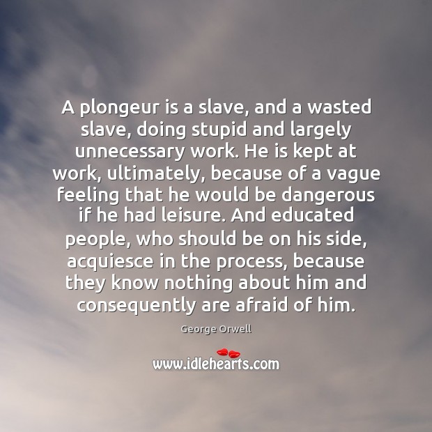 A plongeur is a slave, and a wasted slave, doing stupid and Afraid Quotes Image