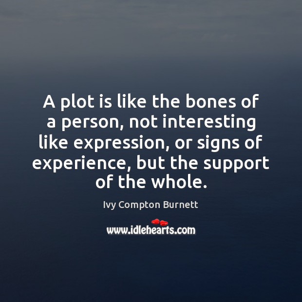 A plot is like the bones of a person, not interesting like Ivy Compton Burnett Picture Quote