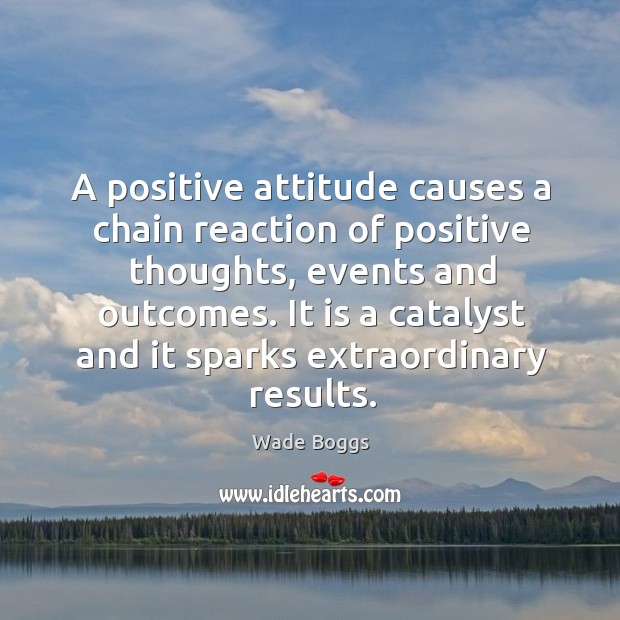 A positive attitude causes a chain reaction of positive thoughts, events and outcomes. Wade Boggs Picture Quote