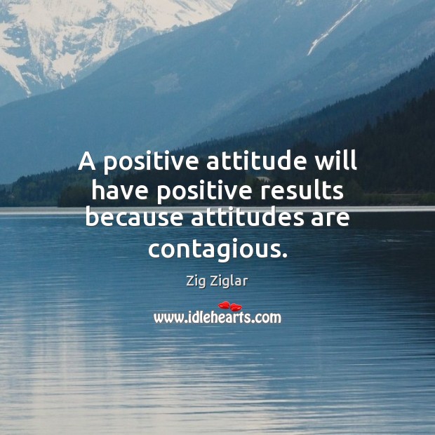 A positive attitude will have positive results because attitudes are contagious. Zig Ziglar Picture Quote
