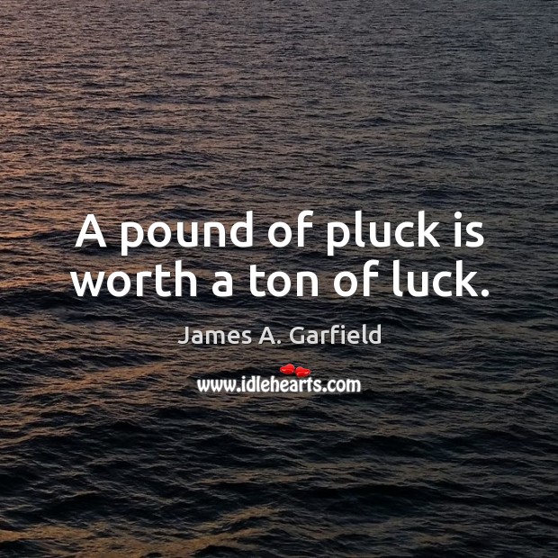 A pound of pluck is worth a ton of luck. James A. Garfield Picture Quote