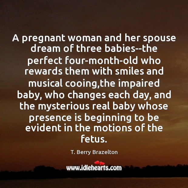 A pregnant woman and her spouse dream of three babies–the perfect four-month-old T. Berry Brazelton Picture Quote