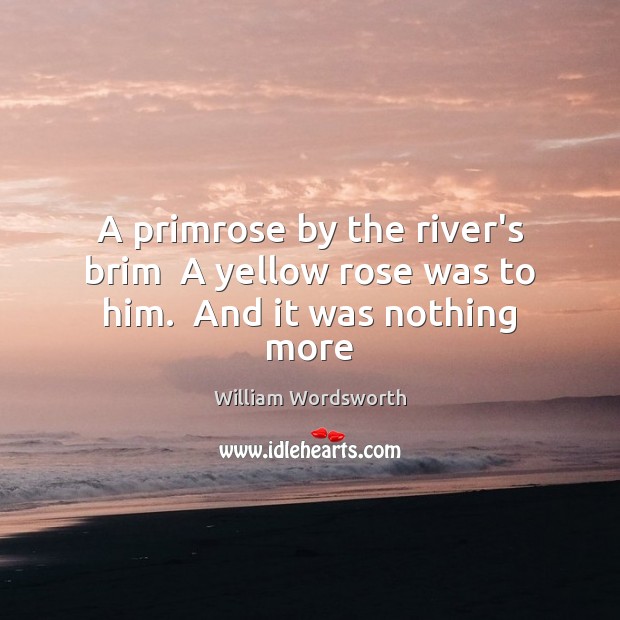 A primrose by the river’s brim  A yellow rose was to him.  And it was nothing more William Wordsworth Picture Quote