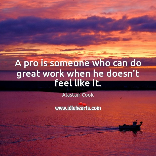 A pro is someone who can do great work when he doesn’t feel like it. Image