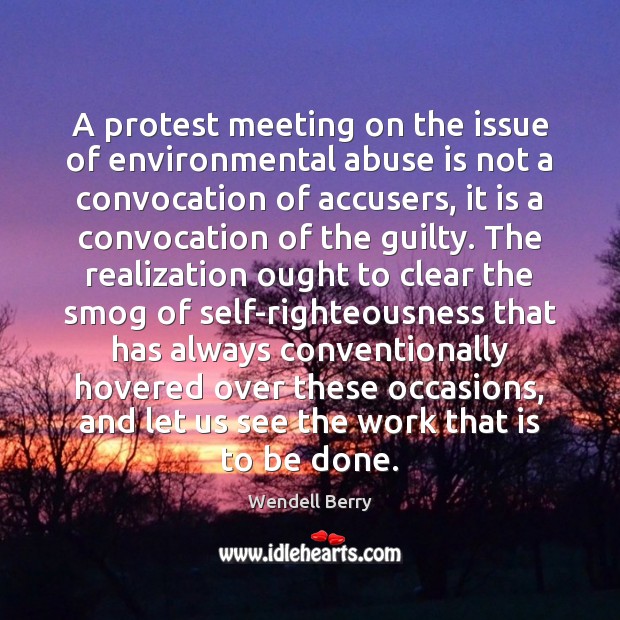 A protest meeting on the issue of environmental abuse is not a Wendell Berry Picture Quote