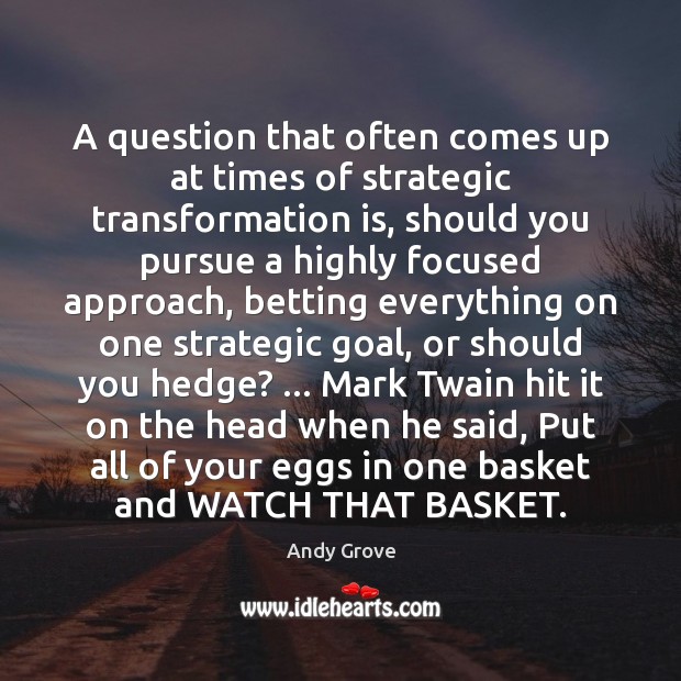 A question that often comes up at times of strategic transformation is, Andy Grove Picture Quote