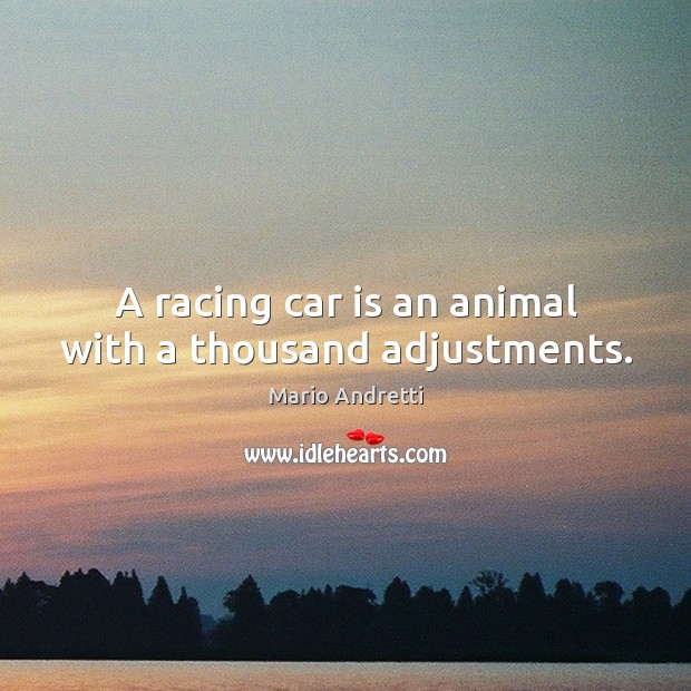 A racing car is an animal with a thousand adjustments. Mario Andretti Picture Quote