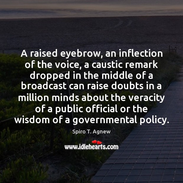 A raised eyebrow, an inflection of the voice, a caustic remark dropped Spiro T. Agnew Picture Quote