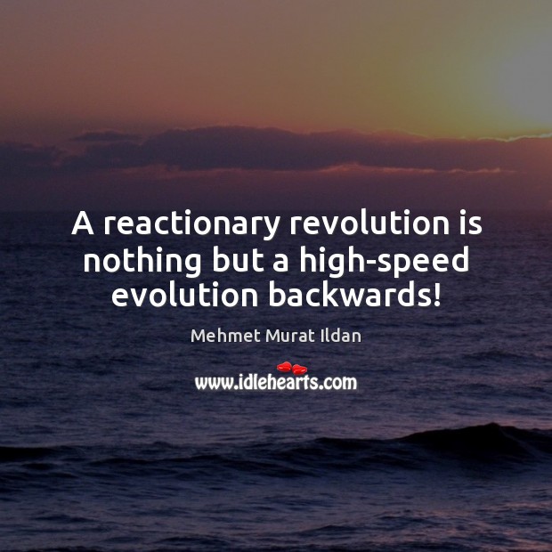 A reactionary revolution is nothing but a high-speed evolution backwards! Mehmet Murat Ildan Picture Quote