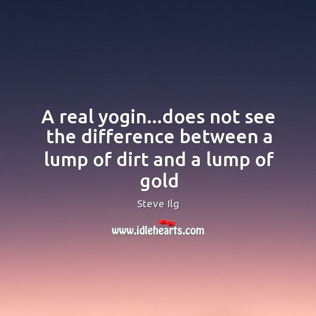 A real yogin…does not see the difference between a lump of dirt and a lump of gold Steve Ilg Picture Quote