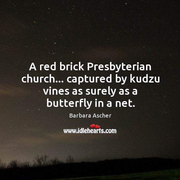 A red brick Presbyterian church… captured by kudzu vines as surely as Image
