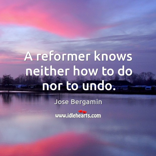 A reformer knows neither how to do nor to undo. Jose Bergamin Picture Quote