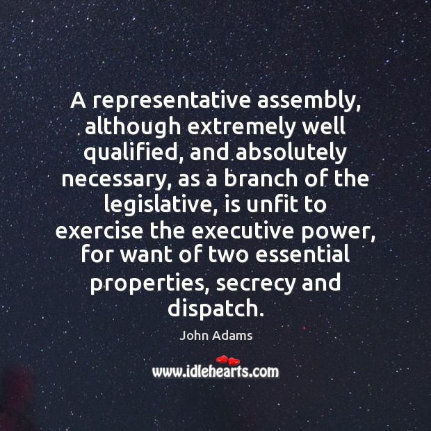 A representative assembly, although extremely well qualified, and absolutely necessary, as a John Adams Picture Quote