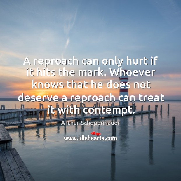 A reproach can only hurt if it hits the mark. Whoever knows Arthur Schopenhauer Picture Quote