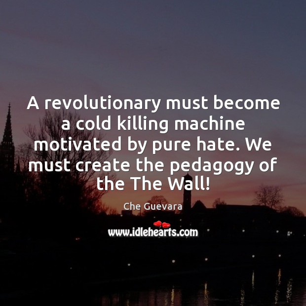 A revolutionary must become a cold killing machine motivated by pure hate. Che Guevara Picture Quote