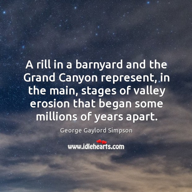 A rill in a barnyard and the Grand Canyon represent, in the Image