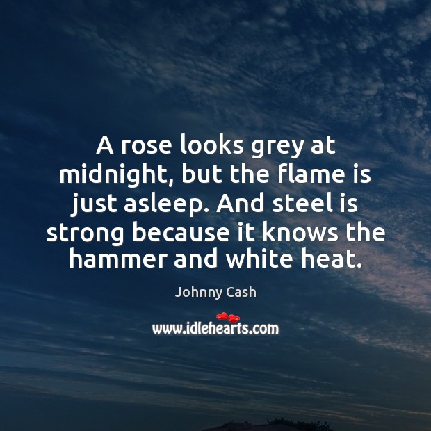 A rose looks grey at midnight, but the flame is just asleep. Image