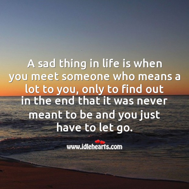 A sad thing in life is to let go someone who means a lot to you. Sad Quotes Image