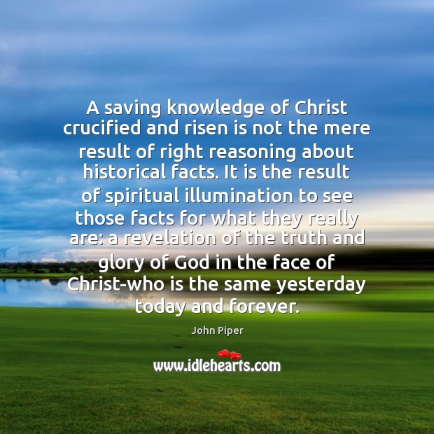A saving knowledge of Christ crucified and risen is not the mere Image