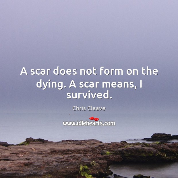 A scar does not form on the dying. A scar means, I survived. Image