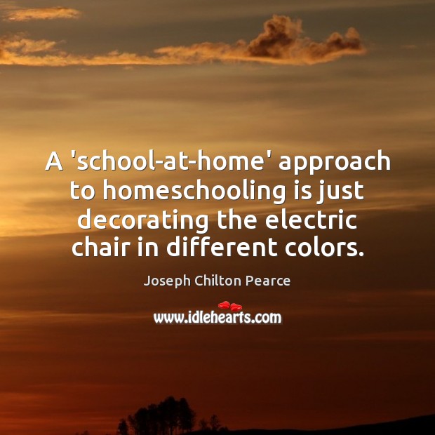 A ‘school-at-home’ approach to homeschooling is just decorating the electric chair in Image
