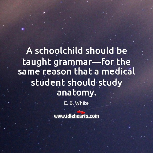 A schoolchild should be taught grammar—for the same reason that a Medical Quotes Image