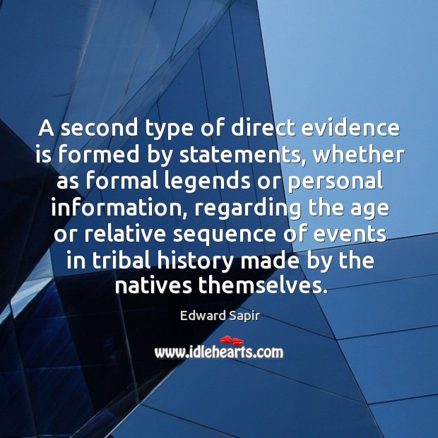 A second type of direct evidence is formed by statements, whether as formal Edward Sapir Picture Quote