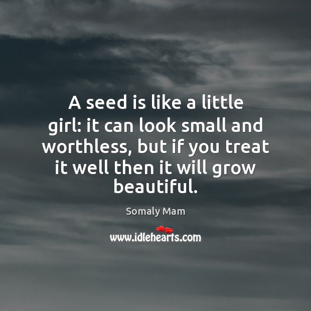 A seed is like a little girl: it can look small and Somaly Mam Picture Quote