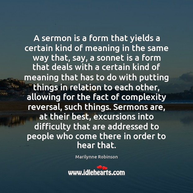 A sermon is a form that yields a certain kind of meaning Image
