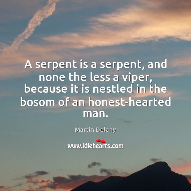 A serpent is a serpent, and none the less a viper, because Martin Delany Picture Quote